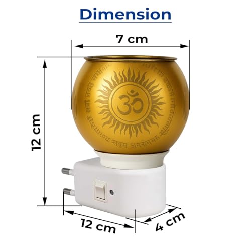 Image of Ganesh Ji Om Glass Camphor Lamp Holder | Kapoor Dani Electric Camphor Diffuser for Home | Kapur Burner | Kapoor Diffuser Machine for Puja Essentials | Kapurdani Camphor Diffuser Burner