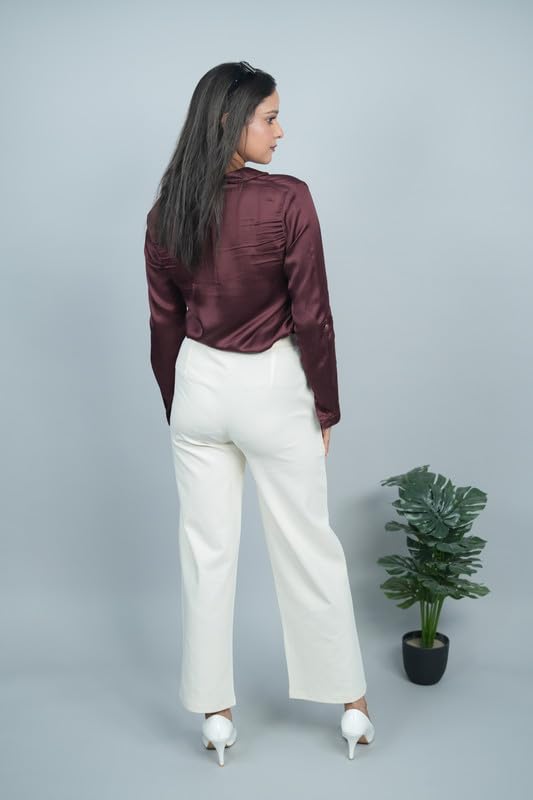 Image of Mlada Mid Waist Wide Leg Flared Pants Elastic Waist Band for Women Office Work Formal Wear Stretch Cotton Knit Flare Pants Utility Pockets Extra Flare Pants Trousers for Travel