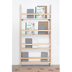 Estanteria Montessori Madera Estantería Montessori/Librería Montessori tamaño M (69 x 141 x 10) realizada 100% en madera natural,Hecho en España de manera artesanal