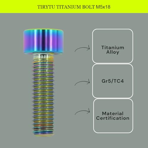Image of M5x18 Titanium Bolts Socket Head Cap Screw, Colorful, 4PC | Lightweight Design, Ideal for Humid /Salty Environments, Socket Head Hex Key, MTB /Road Bike Stem Bolts, No Washer