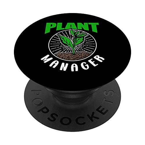 Plant Manager Garden Gardening Landscaping Gardener PopSockets Swappable PopGrip, Black