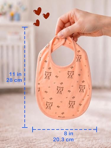 Image of Kidbea Organic Cotton Baby Bib, Adjustable Snap Closure Soft Absorbent Feeding Bibs Apron for Newborns & Infants Child With Cute Prints | Reusable Baby Essential