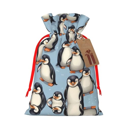 Cvnbmakk かわいいペンギンのクリスマス巾着ギフトバッグ L&M 不織布トートバッグはホリデーパーティーに最適