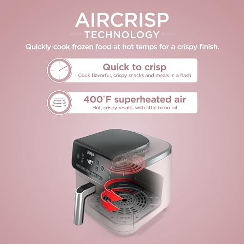 Image of Ninja Air Fryer Pro 5-in-1 | 5 QT Capacity, Air Fry, Bake, Roast, Reheat, and Dehydrate, Air Crisp Technology | Nonstick Basket & Crisper Plate | Light Pink | AF142PK