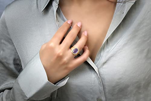 Bague améthyste anti-ternissement en or rose 14K faite main - 5