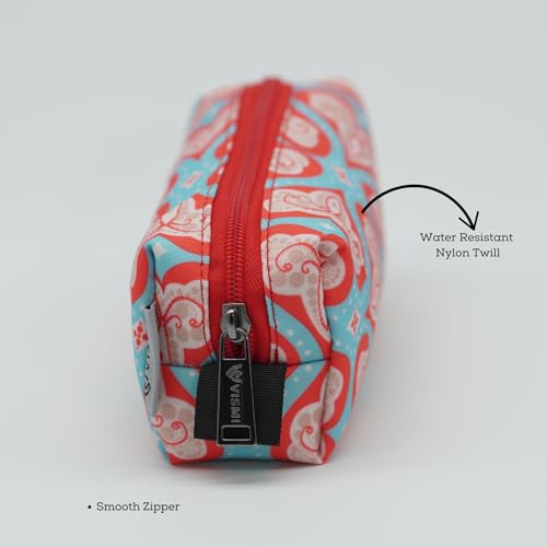 Image of VISMIINTREND Red Hearts Printed Flat Pencil Pouch - Lightweight and Multi-Purpose Organizer for Girls & Boys, Adults