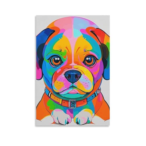Toile murale moderne colorée de chiens BVNMT pour salon