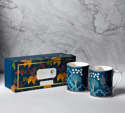 Image of India Circus by Krsnaa Mehta Oceanic Opulence Coffee Mug | Tea Cup with Handles | Dishwasher Safe | Designer Multicolor, Set of 2, 360mL Each
