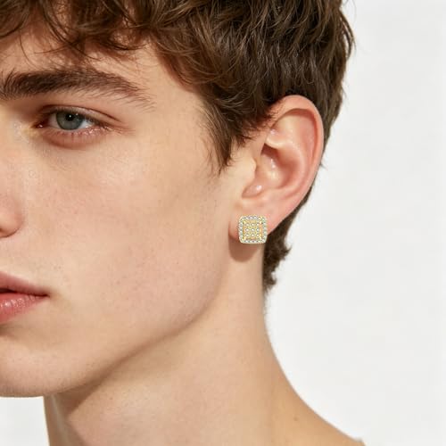 Image of NEWITIN 2 Pairs Silver Stud Earrings for Women Hypoallergenic Earring Stainless Steel Inlaid Cubic Zirconia Studs Earring Diamond Halo Stud Earrings for Women Men