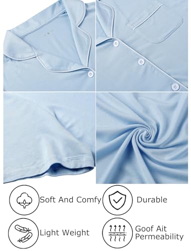 Image of Leikar Nightgowns for Women Button Up Labor Delivery Gown Sleep Shirts