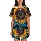 Performance du produit : ce plus beau pyjama tournesol est fabriqué en imitation coton, qui est élastique, confortable et léger. Il n'est pas étouffant à porter, sans contrainte, doux et doux pour la peau, vous permettant de dormir plus confortablement. Un haut ample et confortable à col rond avec boutons sur la patte avant, avec un style décontracté et tendance. Le pantalon a une taille élastique et un cordon de serrage, ce qui le rend facile à mettre et à enlever. Ils sont adaptés à différentes tailles de taille et ont