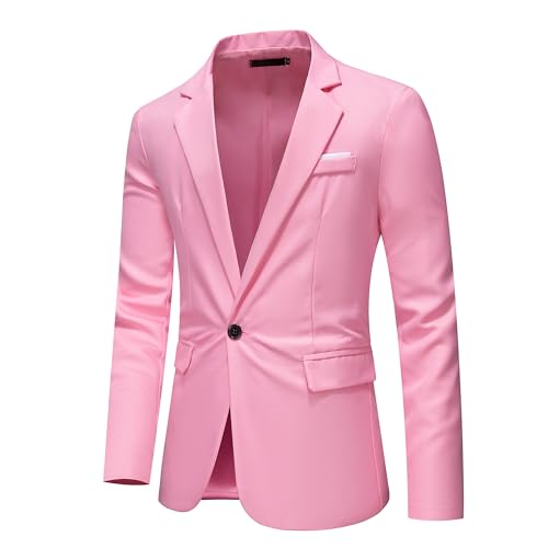 Men's Blazer Lightweight Casual Solid One Button Slim Fit Sport Coat