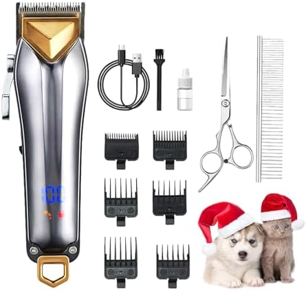 Dog Clippers for Grooming Low Noise Professional Pet Grooming Kit Rechargeable Cordless Electric Dog Hair Trimmer for Thick Coat High Power 7000RPM Pet Supplies for Dogs Cats Animals