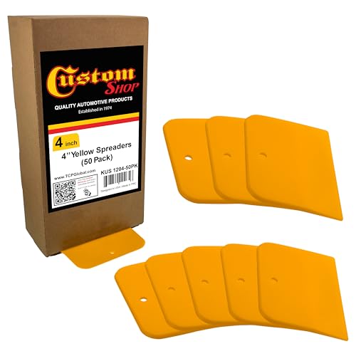 Custom Shop 4 Inch Plastic Body Filler Spreader Tools for Automotive Body Fillers (50 Pack), Putties, Glazes, Epoxy Resin, Caulk, Glues - Plastic Spreader Tool