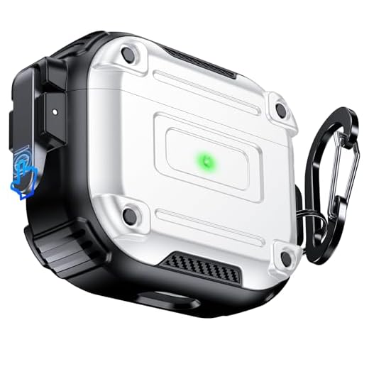 Chicfun Armour Lock for AirPods 3rd Generation Case with Secure Lock & Keychain, Compatible with MagSafe [360° Heavy Duty Protective] AirPods 3rd Case Hard Protective Locking Cover White