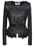 motorradjacke leder damen Design: Die Motocycle-Jacke mit exponiertem Reißverschluss. Diese Outwear mit einem schicken Turn-Down-Kragenstil, zwei Seitentaschen und gesteppten Schulterdesign.