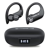 TREBLAB X3-Pro - Wireless Earbuds with Earhooks-45H Playtime, aptX, IPX7 Waterproof Earphones for Running & Workout-Sport Bluetooth Headphones with Charging case-Built-in Microphone- Black (Renewed)
