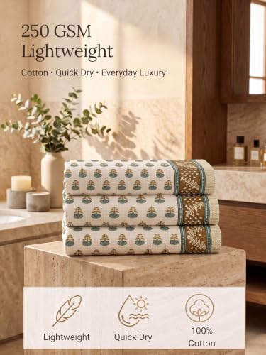 Image of Mafatlal Madhuban 250 GSM Waffle Texture Cotton Bath Towels Pack of 3 | 147 x 76 cm | Lightweight & Fast Dry | Copper Brown