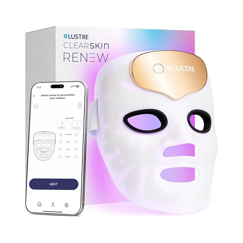 LUSTRE Renew Anti Ageing LED Face Mask for Wrinkles and Collagen Support, Blue, Red and Infrared Light Therapy