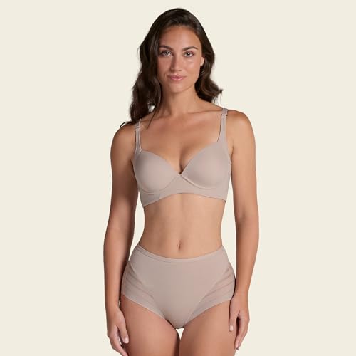 Image of Leonisa High Waisted Invisible Tummy Control Shapewear for Women - Stripe Lace Ladies Underwear Panties