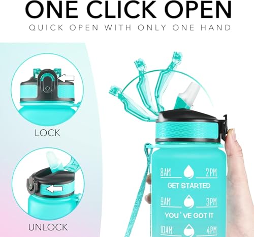 Image of 1 Litre Unbreakable Sipper Water Bottle With Strap, Leakproof, BPA-Free & Durable Tritan, Water Bottle for Adults, Gym, Kids, School, Gifts & Office, Motivational Time Marker, 1Ltr Sipper Bottle