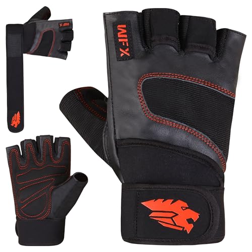 WFX Guantes de levantamiento de pesas, muñequera para entrenamiento, antideslizantes, acolchados, protección de la palma, guantes de gimnasio, equipo de entrenamiento, guantes de peso de medio dedo