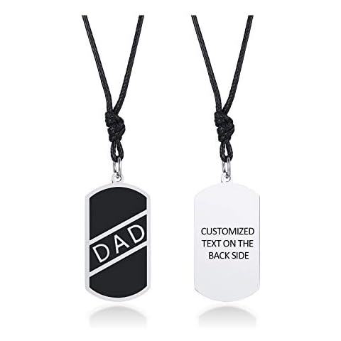 Papa Anhänger von Tochter Sohn, Angepasst Personalisierte Vatertag Hundemarke Halsketten Perfekte Papa Schmuck Geschenk Seil Kette Herren Anhänger Cover