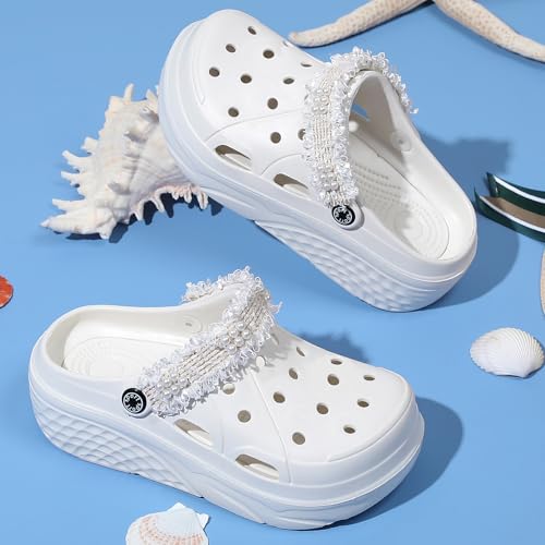 Image of FLIOZY Women's Gardener Platform Clogs Slippers Hight Heels Mules Clog Wedge Sandals Outdoor Beach Shoes