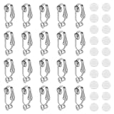 20pcs Clip-on Earring Converters, Silver Non-Pierced Ear Clips with 20 Pieces Silicone Ear Pads for Women DIY Jewelry Making and Crafting
