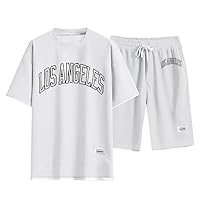 Ensemble D'été Pour Hommes, T-Shirt à Manches Courtes Et Short Avec Lettres Imprimées, Sport Pour Adultes, Jogging, Survêtement Grande Taille, Ensemble 2 Pièces