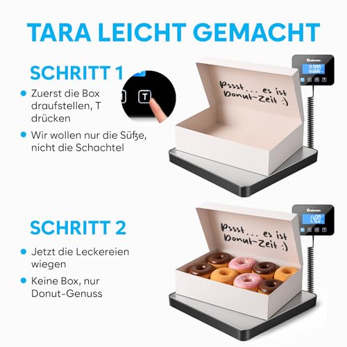 Paketwaage - 200 kg/10 g - Hochpräzise Plattformwaage mit Halte-/Tara-Funktion/LCD - Postwaage perfekt für Pakete, Gepäck, Heimgebrauch - Batterie & Kabel enthalten - Gepäckwaage
