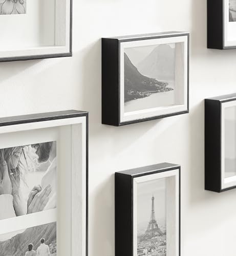 Kate and Laurel Gibson Transitional Picture Frame Set; Set Of 10; Varying Sizes; Black and White; Two-Tone Wall Frame Set Collection with Hanging Template for Gallery Wall Picture Frame Display - Thumbnail 5
