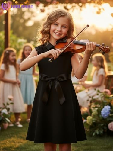 Girls Lace Midi Dress – Elegant A-Line Party Dress with Floral Lace Accents3