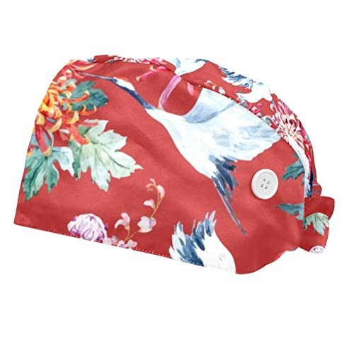 Casquette de travail unisexe aquarelle grues et fleurs lot de 2