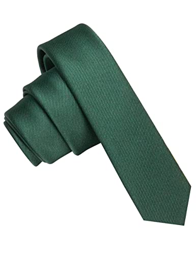 JEMYGINS Corbata de Hombre Ajustada de Color Sólido a Rayas Diagonales 4 cm de Ancho Verde oscuro