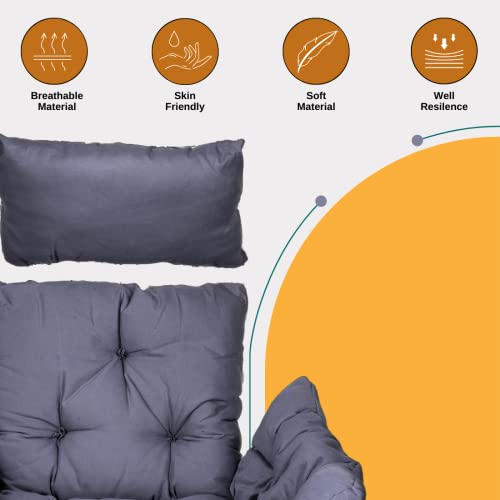 Image of SWINGZY Cushion for Hanging Basket Chair Swing /Outdoor Egg Swing Chair Soft Cushion /Jhula Seat Padded Pillow Cushion /Swing Chair Cushion with Polyester Cloth - (Grey)