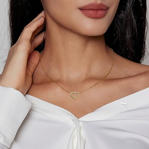 Zeffy Cute Heart Necklace 18k Gold/Silver Plated Tiny Heart Pendant Choker Necklaces Gold Love Heart Chain Necklace for Women Dainty Gold Jewelry Valentines Day Gifts for Women Girls Teen Girls3