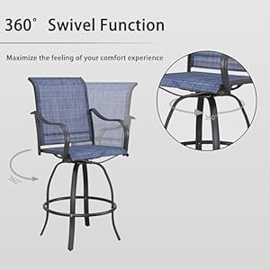 Lokatse home outdoor swivel bistro stool set of 4 for balcony poolside backyard garden blue  urban country home decor