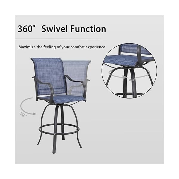 Lokatse home outdoor swivel bistro stool set of 4 for balcony poolside backyard garden blue  urban country home decor