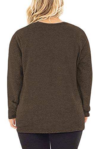 Image of DOLNINE Womens Plus Size Knotted Tops Long Sleeve Tee Shirts Loose Casual Blouse