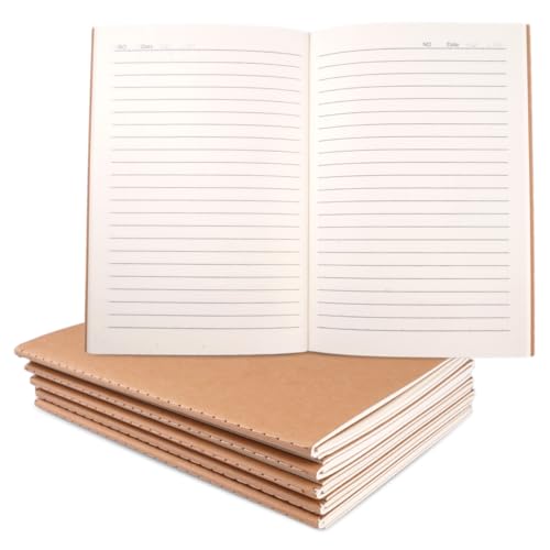 Lytonix 10 Stück A5 Kraftpapier-Notizbücher, 21x14cm Liniert Seiten A5 Notizblock, 36 Sheets/72 Pages Notizbücher Set, Skizzenbuch, Notebook für Kinder, Erwachsene, Tagebuch für Schule, Büro, Reisen