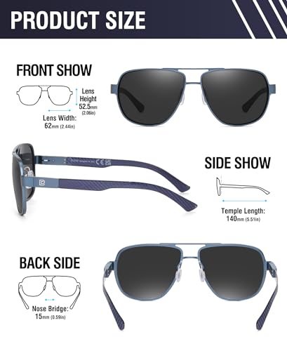 Image of DUCO Aviator Sunglasses for Men Women Carbon Fiber Polarized Sunglasses Men UV Protection for Driving Golf Fishing 3051