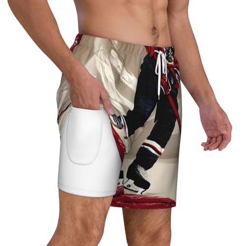 Hockey Sportsshort Swim Trunks with Waist Rope and Two Side Pockets Beach Shorts Bathing Suits for Men3