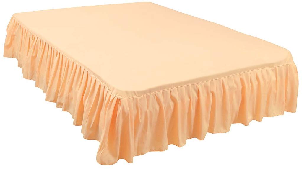 Peach Bed Skirt Ruffle - Dust Ruffle - Easy Fit with 16 Inch Tailored Drop - Shrinkage and Fade Resistant with 600 TC 100% Egyptian Cotton 16'' Frill bedsheet Skirt-image-47