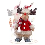 WeDoSoy Electric Reindeer with Singing, Dancing, Christmas Animatronics Musical Reindeer, Christmas Plush Doll, Xmas Gift & Indoor Festive Decoration