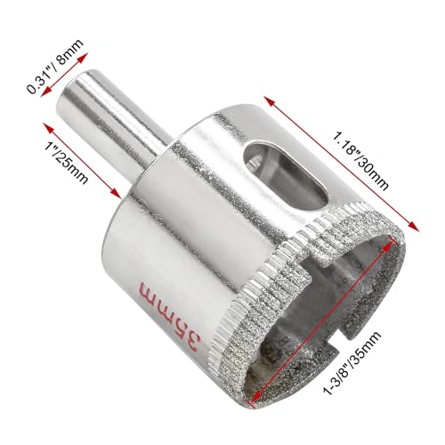 Image of Luomorgo 35mm Diamond Hole Saw Diamond Drill Bits | 1.1 Inch Cutting Depth, For Glass Ceramic Marble, For Porcelain Tile Granite, For Quartz Gemstone