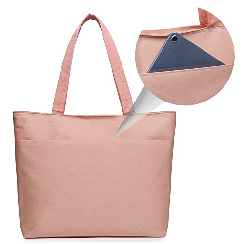 Water Resistance Nylon Laptop Tote Bag Computer Travel Carrying Shoulder Bag (14-15.6 Inch, Peach Pink)2