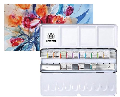 Schmincke Academy Watercolour Case 12 + 2 .1/2 tazas 10 ranuras