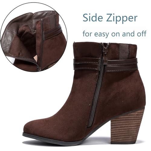 Luoika Women's Wide Width Ankle Boots, Chunky Heel Side Zipper Extra Wide Short Booties.4