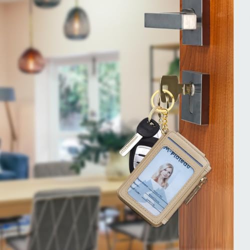 Image of M-Plateau RFID Blocking Slim Keychain Wallet for Women | Card Holder with ID Window, Zipper Pocket, 6 Card Slots, Compact for Cash & Cards(Khaki)